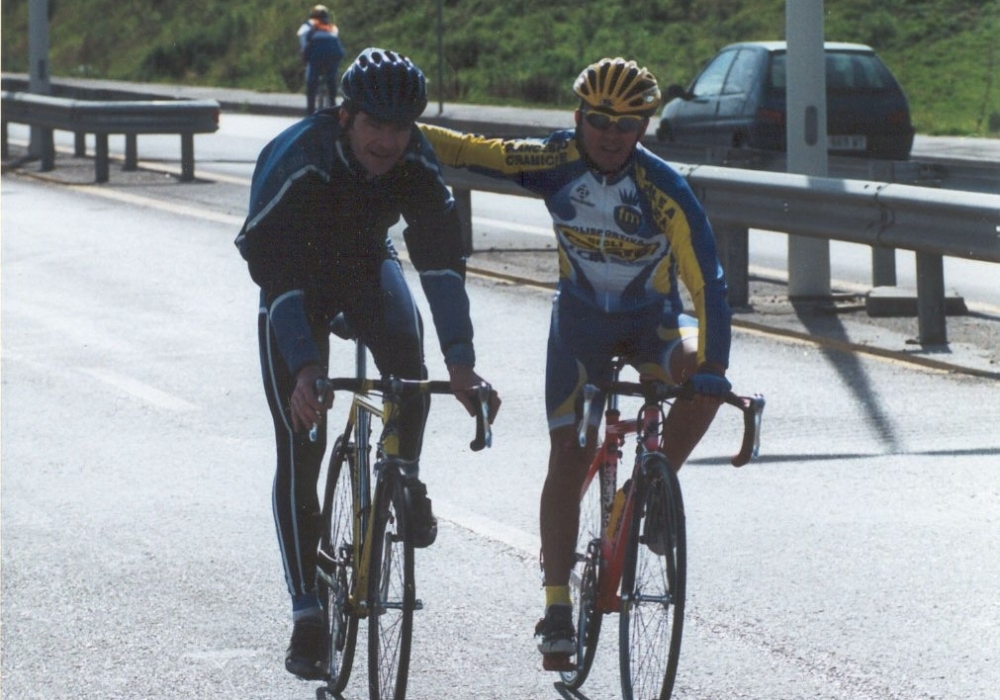Gainni Bugno with a friend cyclist